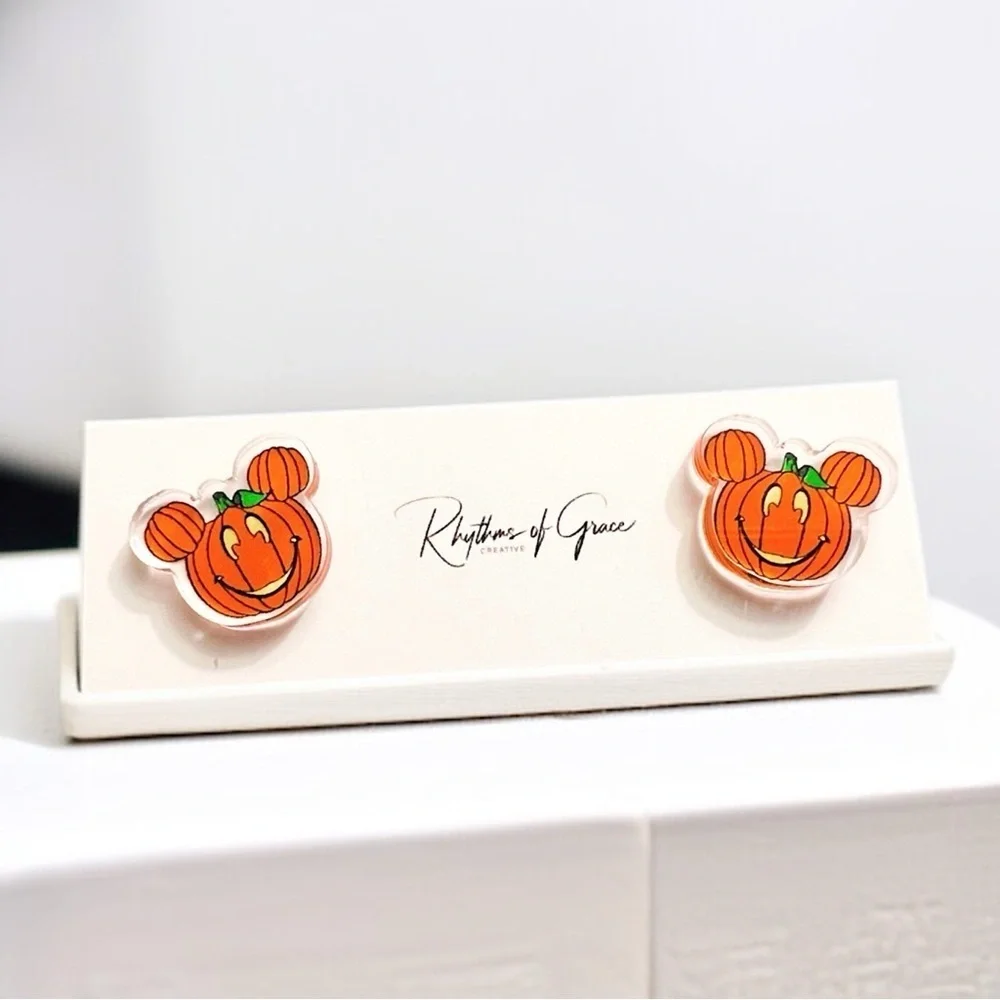 Pumpkin Mouse Halloween Stud Earrings NWT